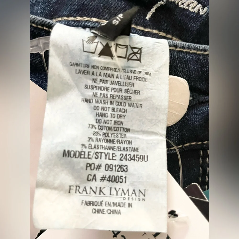 Sz S Frank Lyman Design Blue Embroidered Straight Leg Jeans - Picture 13 of 15